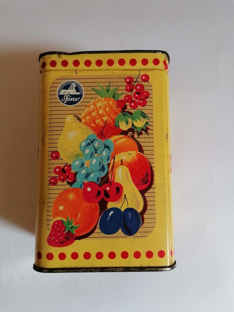 Plechová krabice od ovocných bonbonů Sfinx