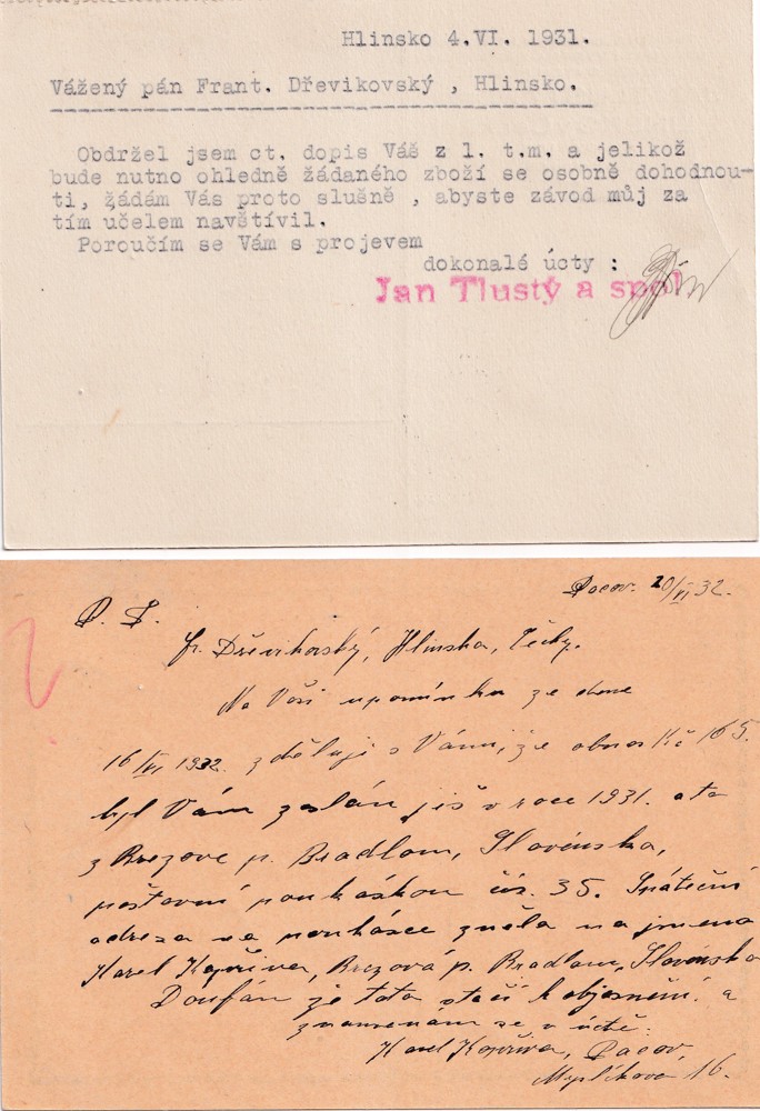 Soubor dokumentů Společnost pro průmysl kožešnický 30.léta, Hlinsko - Obrázek 7