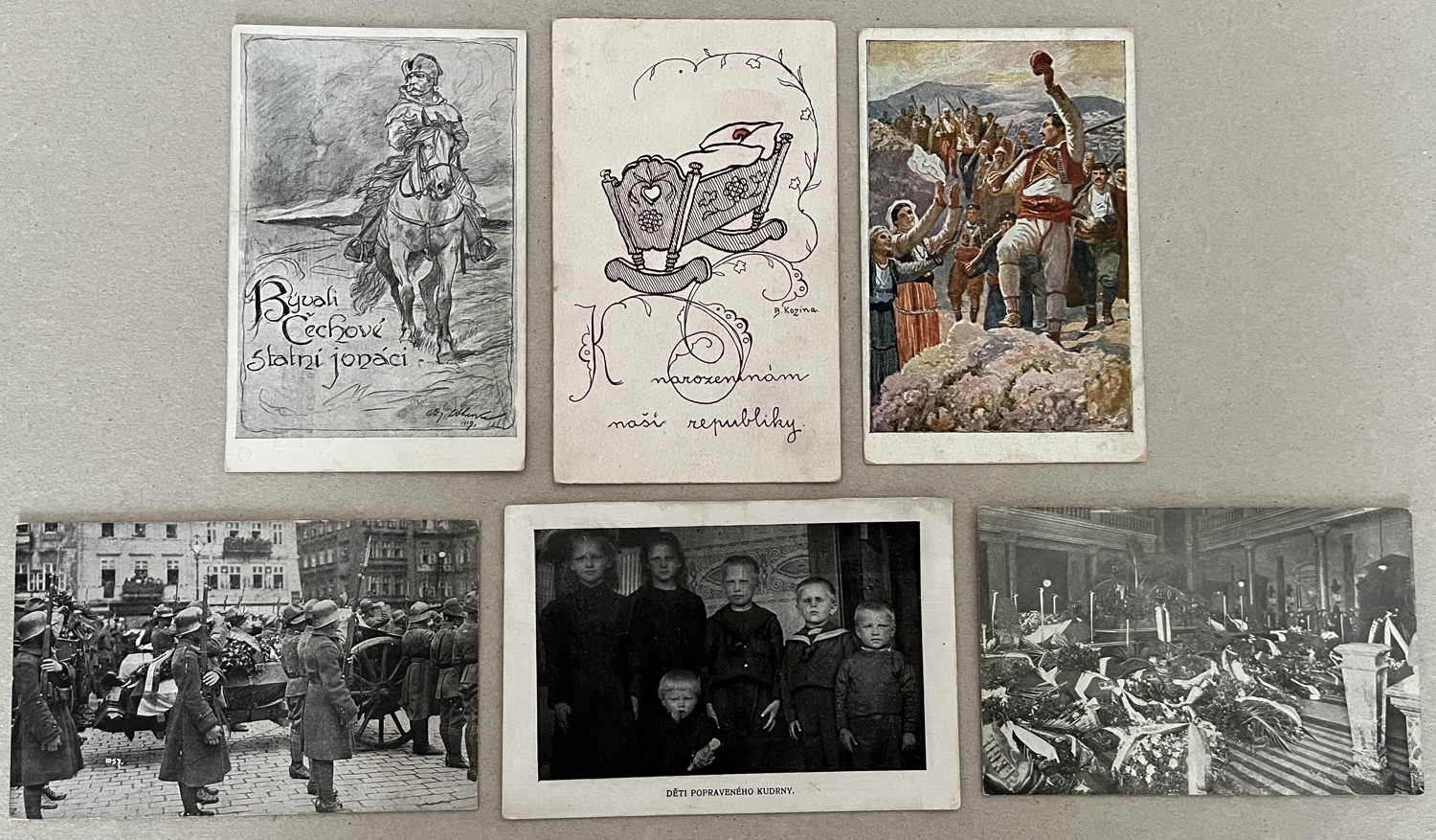 Pohlednice Vojsko Vznik ČSR, vlastenecké 6 ks 1.pol.20.stol.