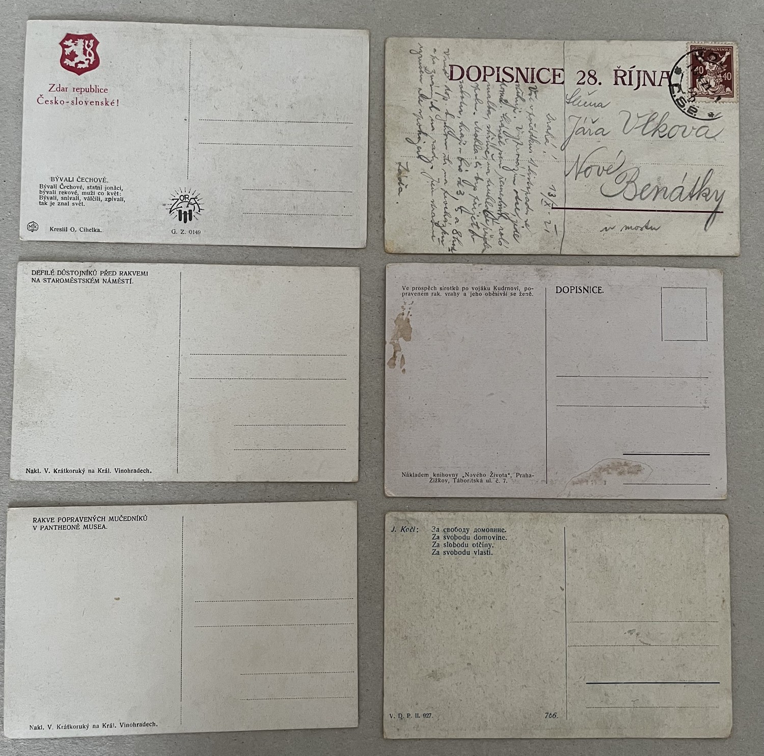 Pohlednice Vojsko Vznik ČSR, vlastenecké 6 ks 1.pol.20.stol. - Obrázek 4