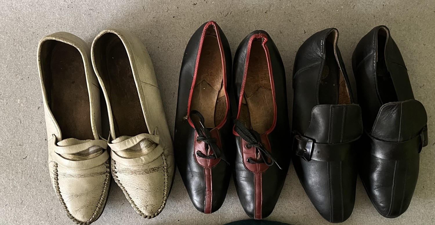 Boty z dob socialismu, mokasíny, polobotky závod Partizánske, 3 páry