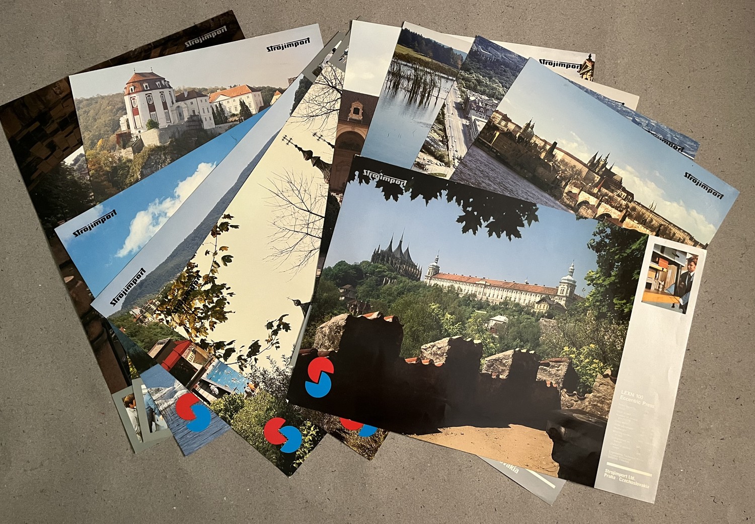 Plakáty Strojimport Ltd., Praha Czechoslovakia, místopis 10 ks