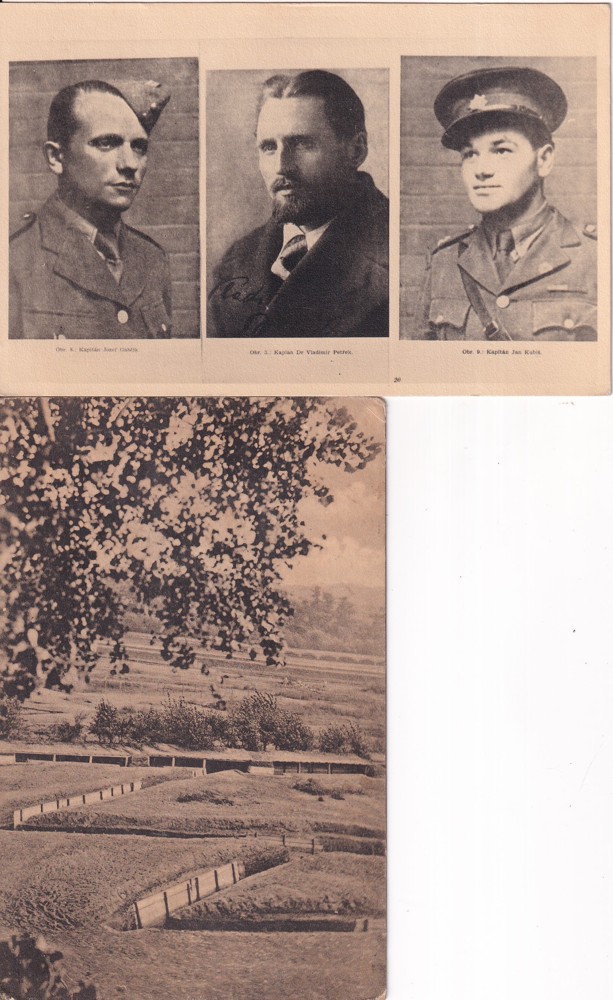 Pohlednice, operace anthropoid, Lidice, Ležáky 2 ks 1.pol.20.st.