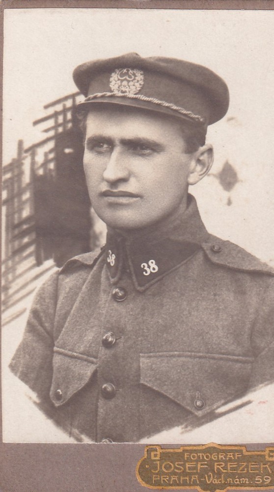Vizitka Vojsko, ČSA portrét fotograf Rezek brigadýrka ČSR, 38, 1rep.