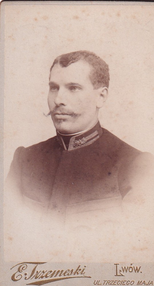 Vizitka Vojsko portrét-výložky, Polsko E.Trzemeski, Lwów 1.pol.20.st.