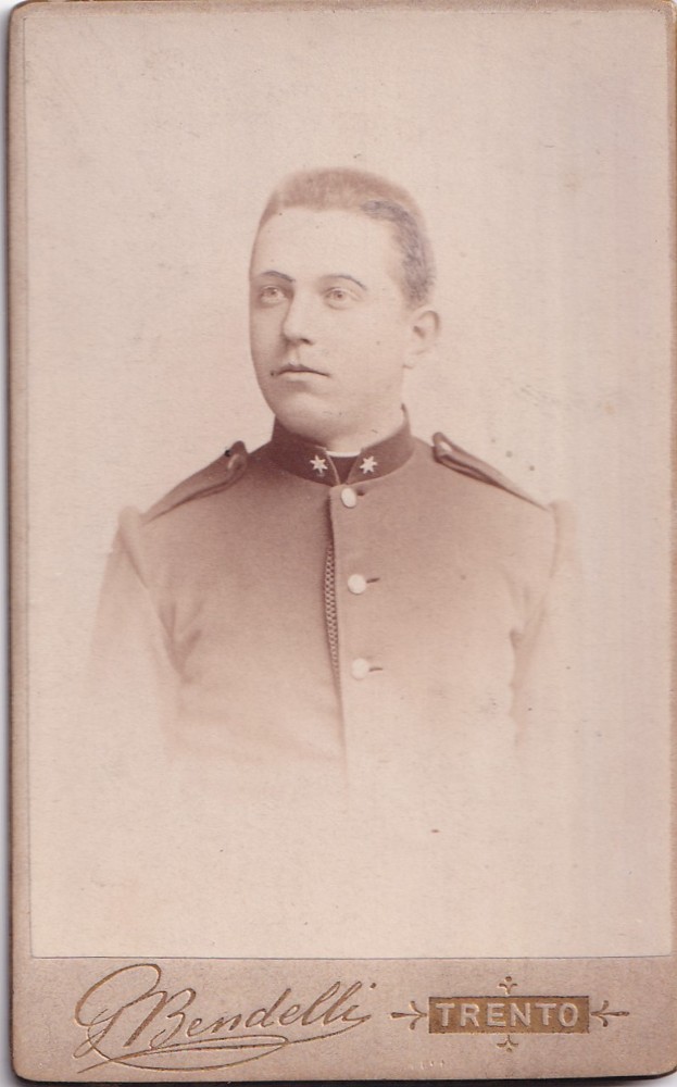 Vizitka Vojsko, odznaky, Bendelli, Trento Itálie 1.pol.20.stol.