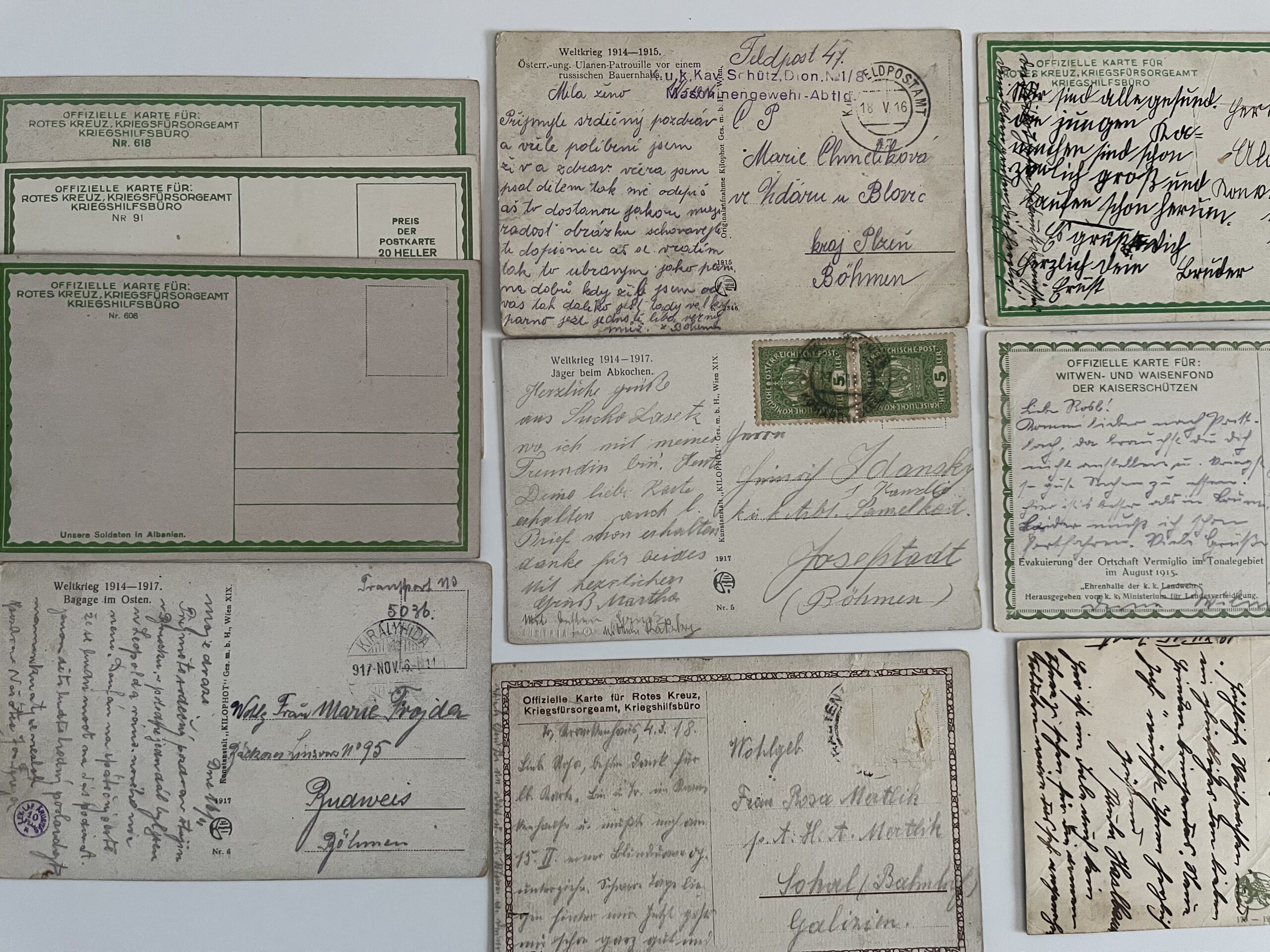 Vojenské pohlednice RU z fronty,s rodinou,venkov, WWI...42 ks - Obrázek 10