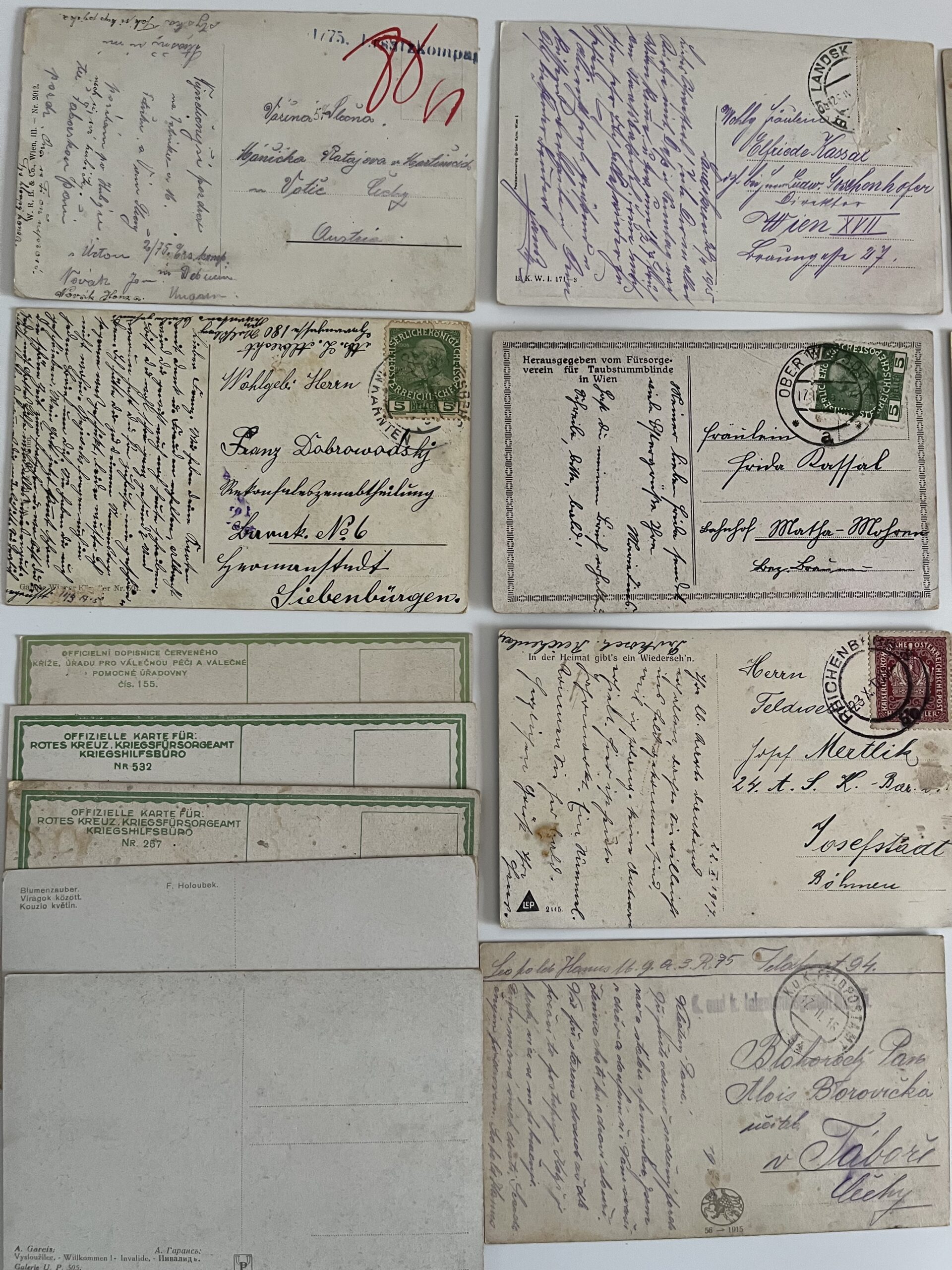 Vojenské pohlednice RU z fronty,s rodinou,venkov, WWI...42 ks - Obrázek 16