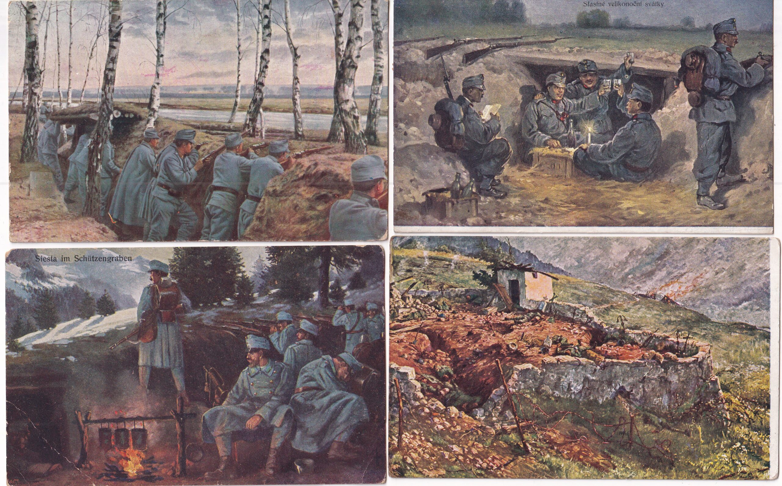 Vojenské pohlednice RU,WWI,vojáci na frontě,život v zákopech 41 ks - Obrázek 13