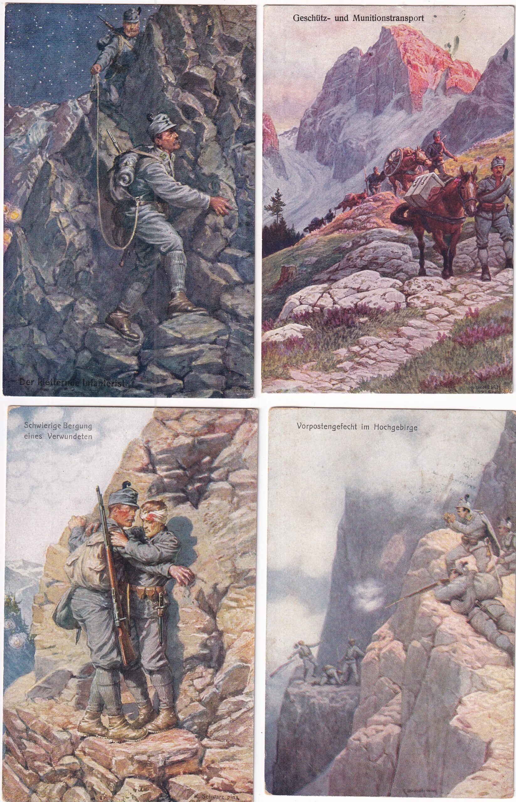 Vojenské pohlednice WWI,RU,transporty a bojiště v horách,Dolomity,Tyrolsko...61 ks - Obrázek 3