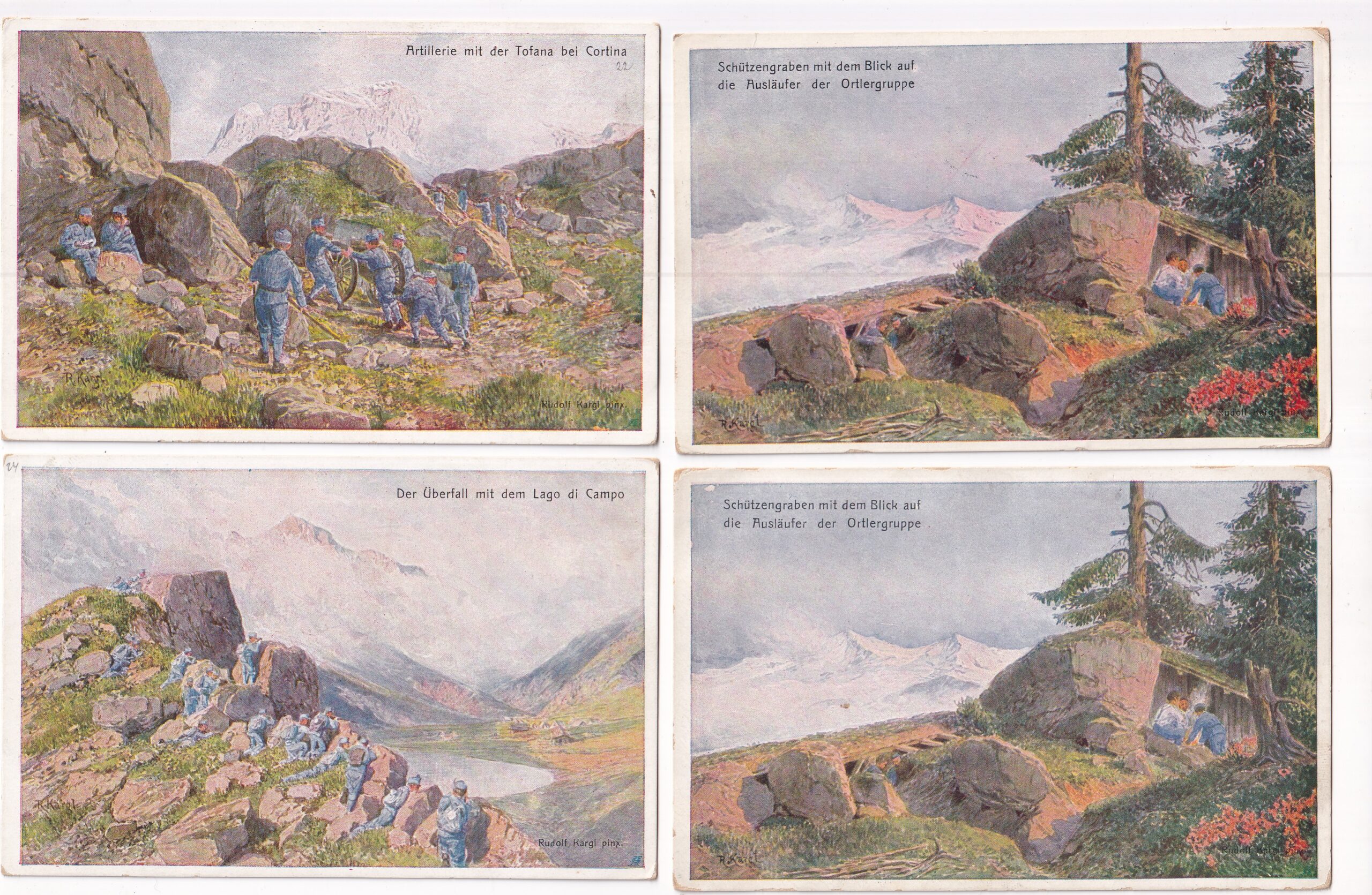 Vojenské pohlednice WWI,RU,transporty a bojiště v horách,Dolomity,Tyrolsko...61 ks - Obrázek 20