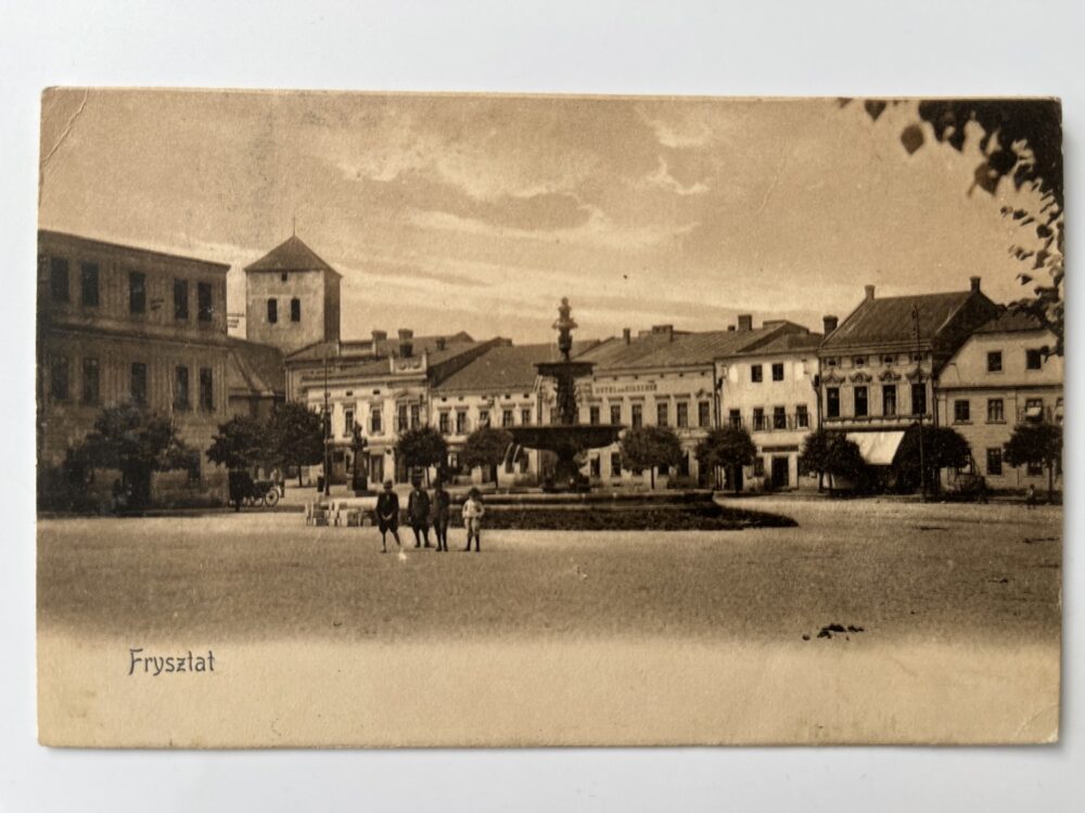 Pohlednice místopis Fryštát - kašna, okres Karviná r.1908