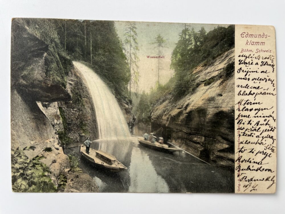 Pohlednice místopis Soutěsky ve Hřensku - Vodopád, okres Děčín