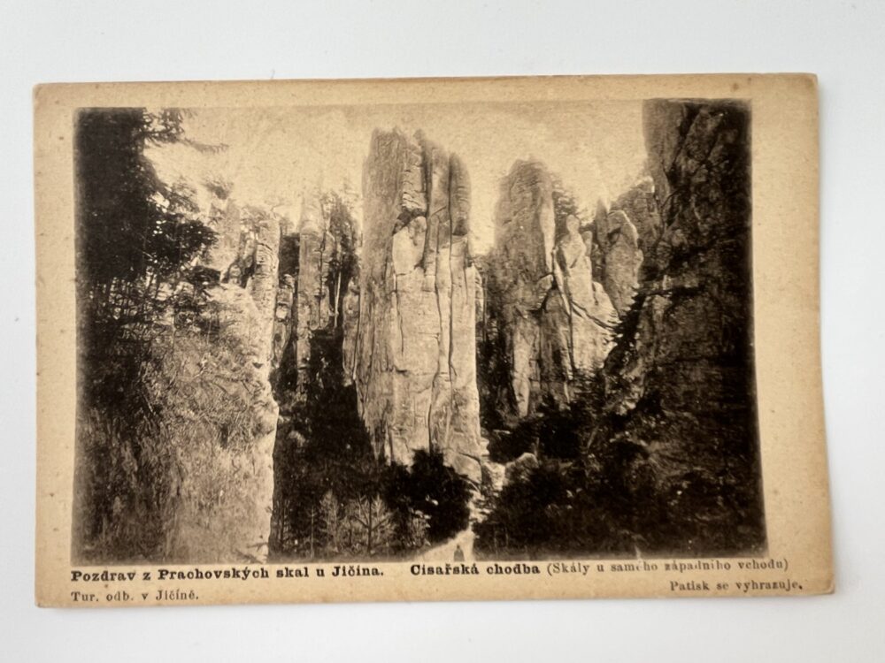 Pohlednice místopis Prachovské skály - Císařská chodba, okres Jičín