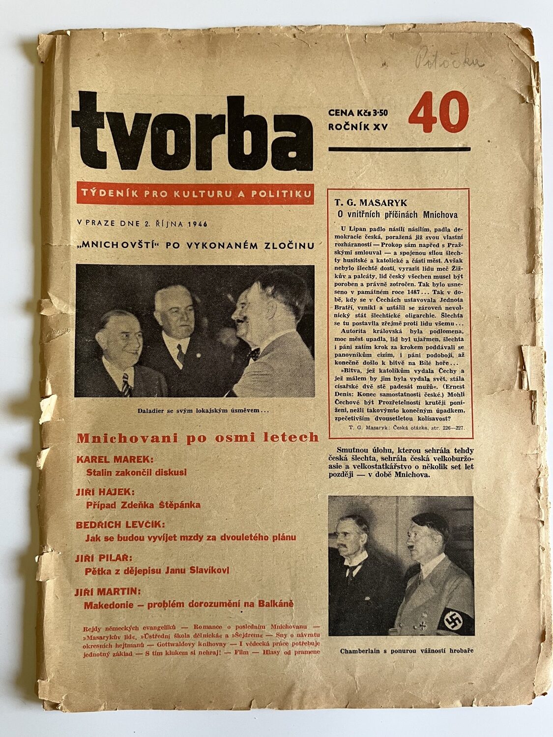 Tvorba - týdeník pro kulturu a politiku, 5 ks 1945 / 1946 - Obrázek 2