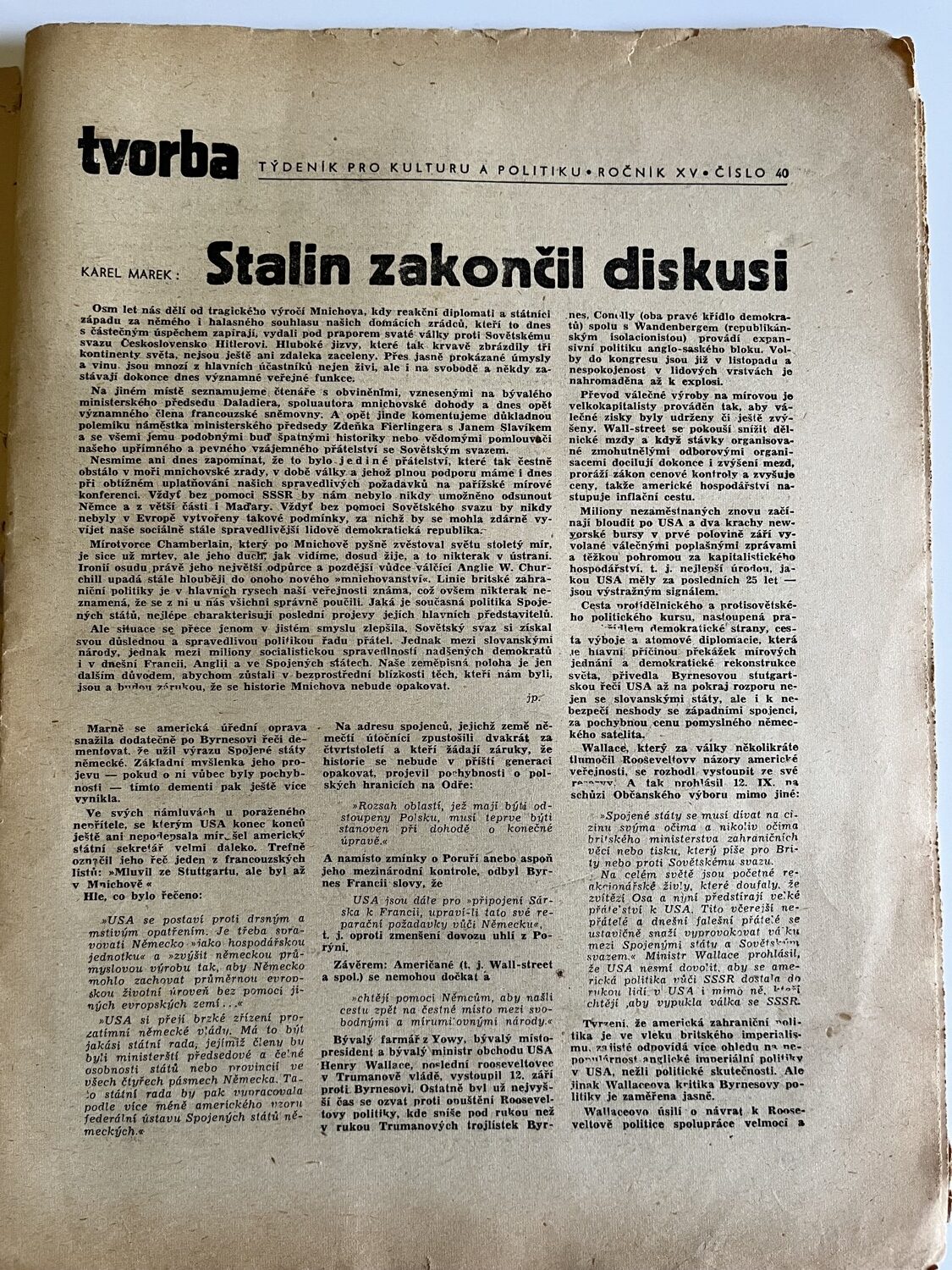 Tvorba - týdeník pro kulturu a politiku, 5 ks 1945 / 1946 - Obrázek 3