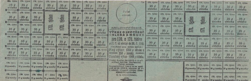 Výkaz o spotřebě chleba a mouky pro 170. a 171. týden 1918
