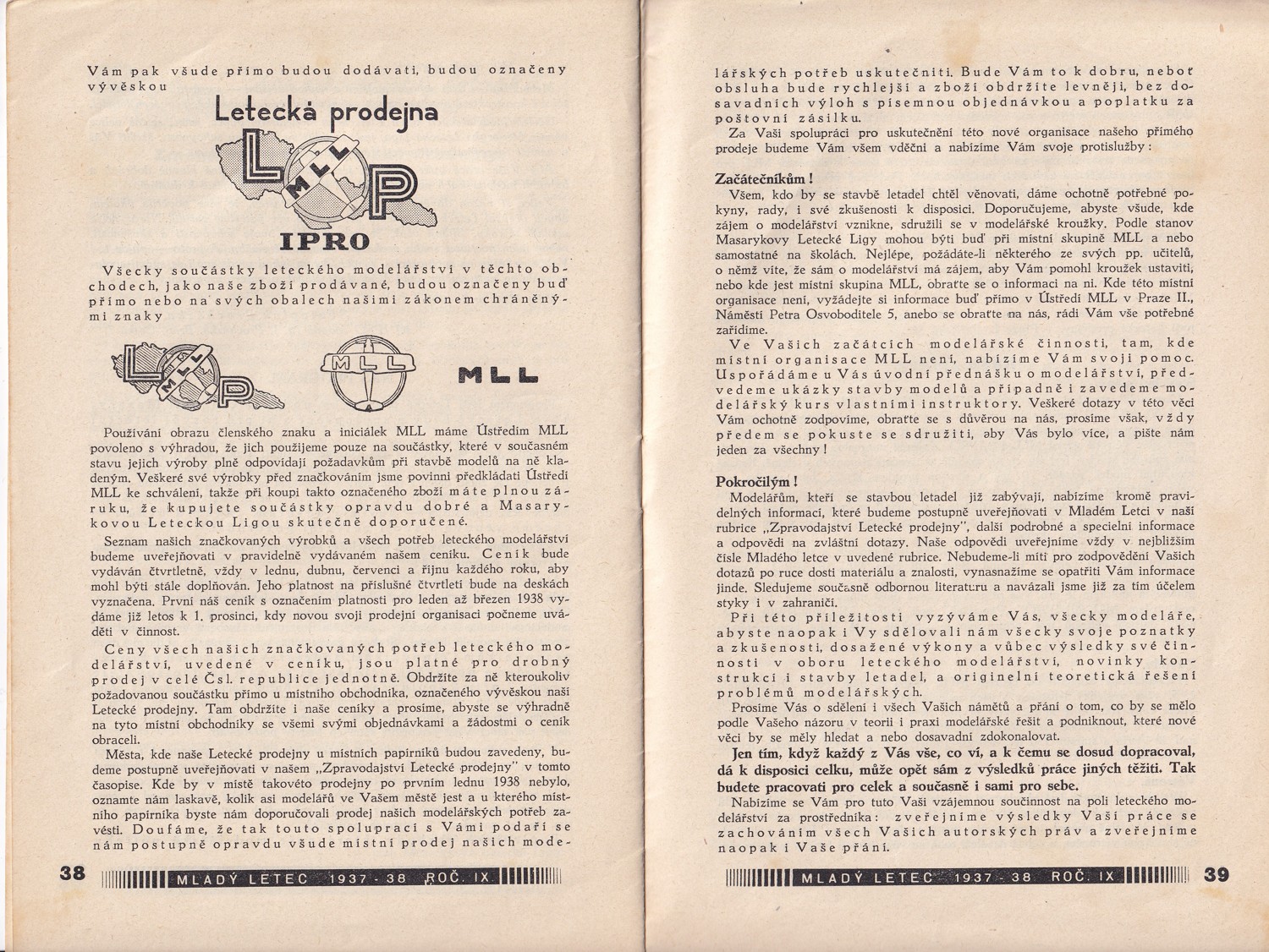 Časopis - Mladý letec, ročník IX. 1937 - 1938 číslo 2 - Obrázek 6