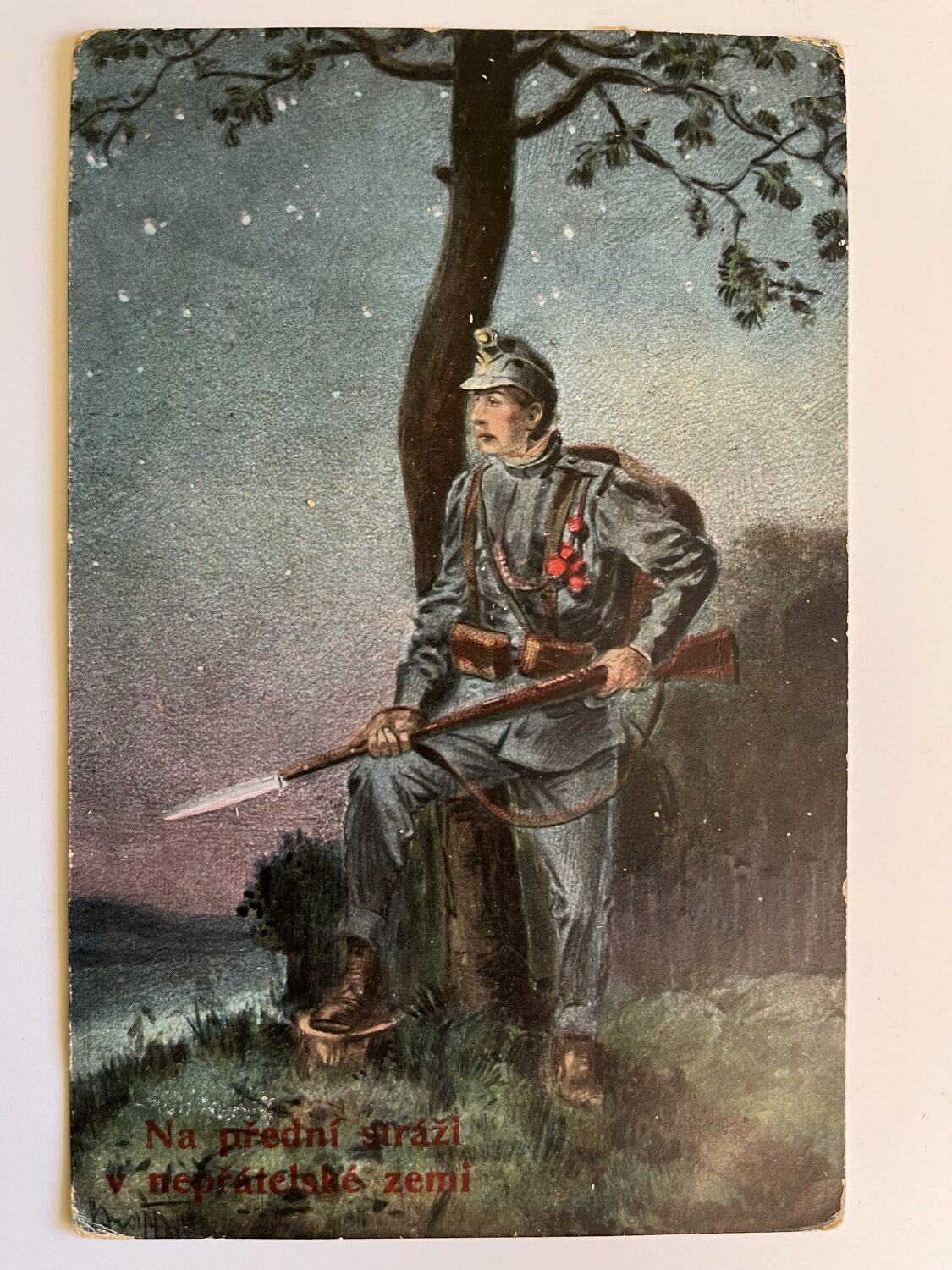 Vojenské pohlednice WW1 Vojáci na frontě, pušky, výstroj 6 ks - Obrázek 2