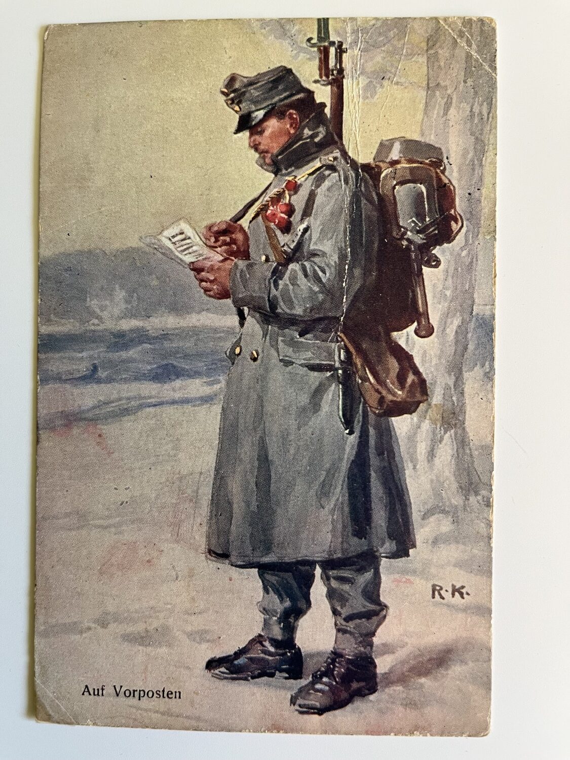 Vojenské pohlednice WW1 Vojáci na frontě, pušky, výstroj 6 ks - Obrázek 4