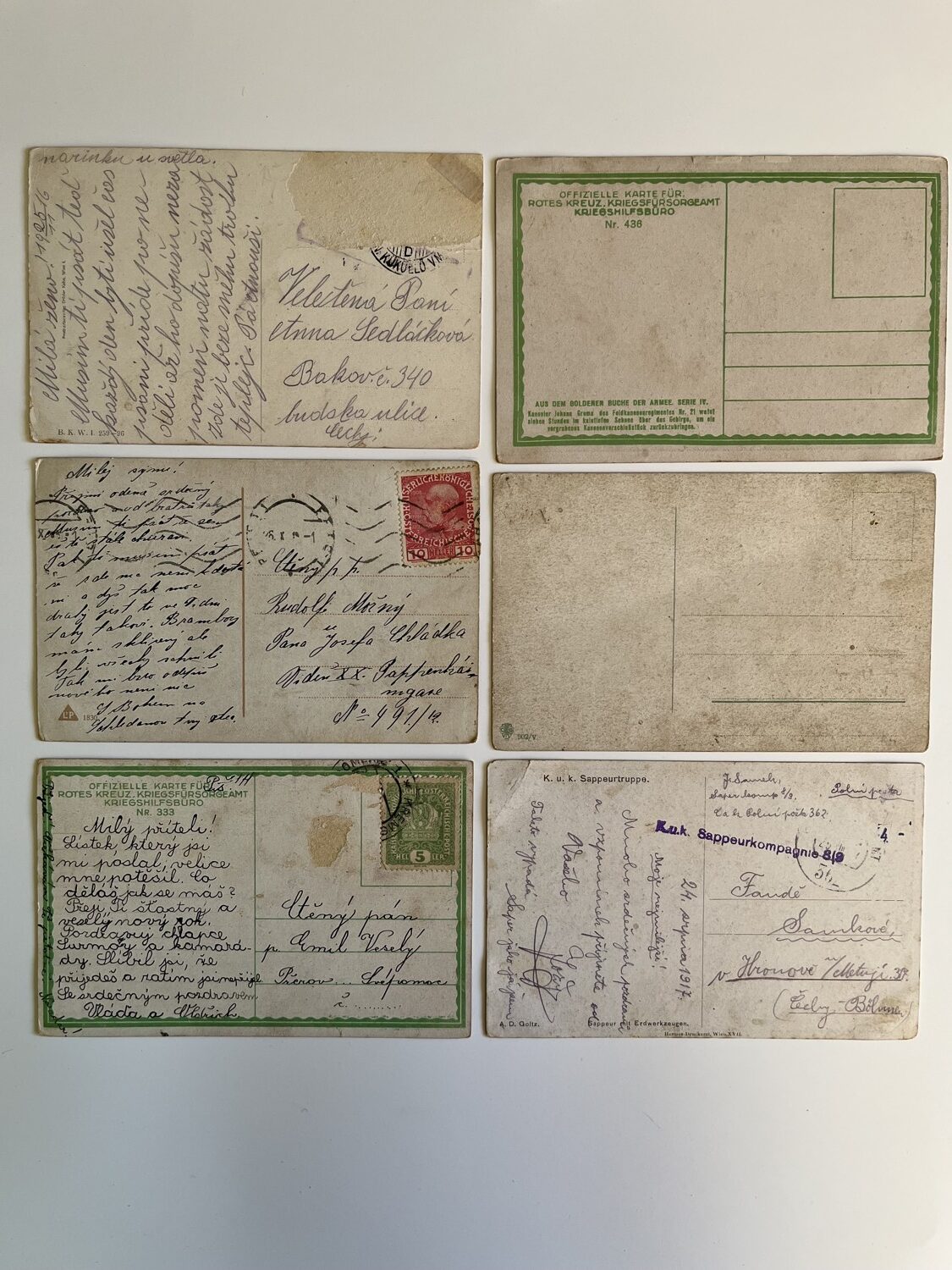 Vojenské pohlednice WW1 Vojáci na frontě, pušky, výstroj 6 ks - Obrázek 8