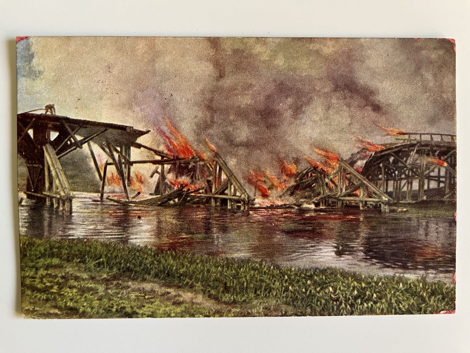 Vojenské pohlednice WW1 Hořící vesnice v Ruském Polsku, série 4 ks - Obrázek 3