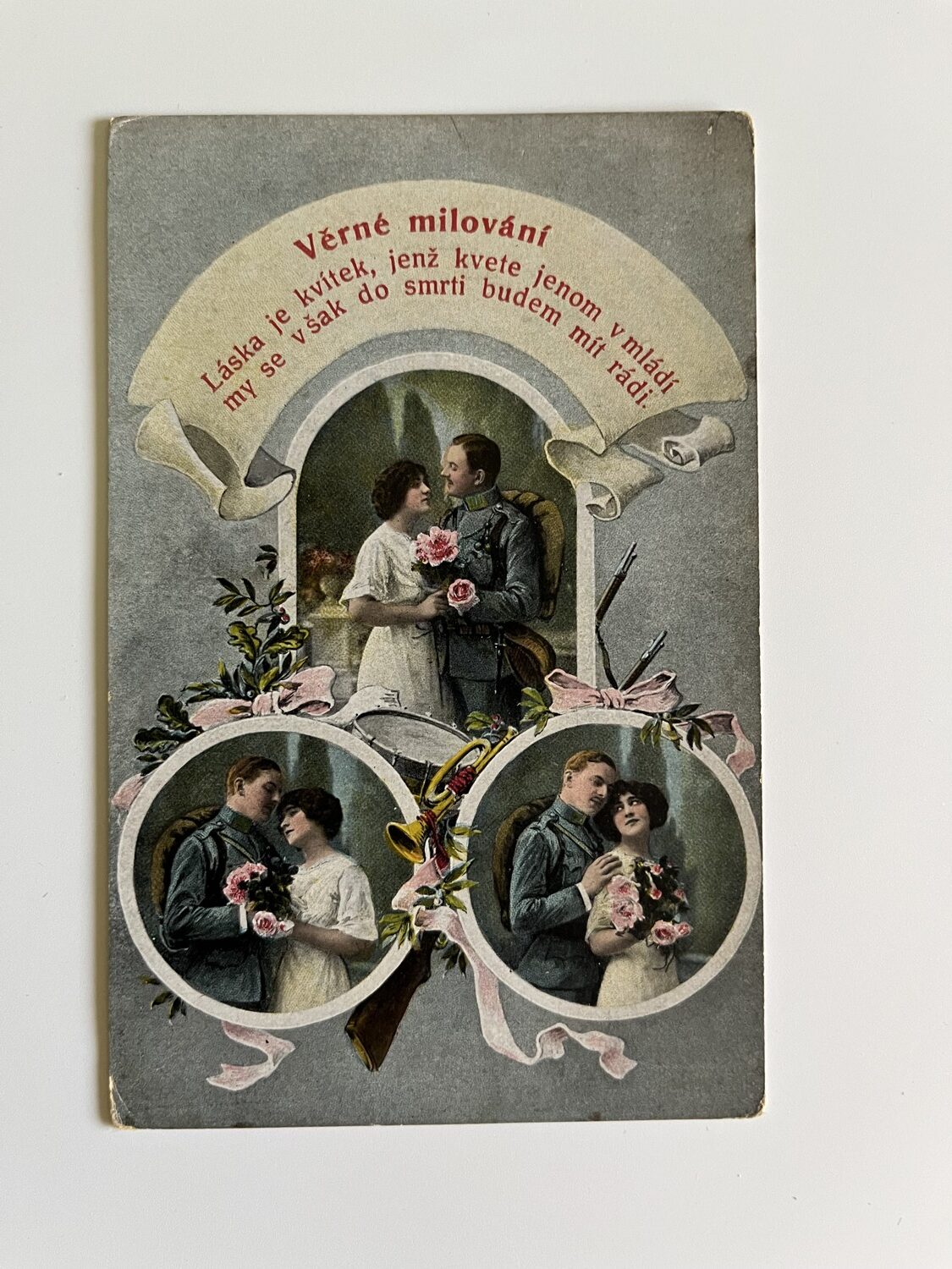 Vojenská pohlednice RU, WW1 Vojáci na frontě, cimra, koláž série 6 ks - Obrázek 2