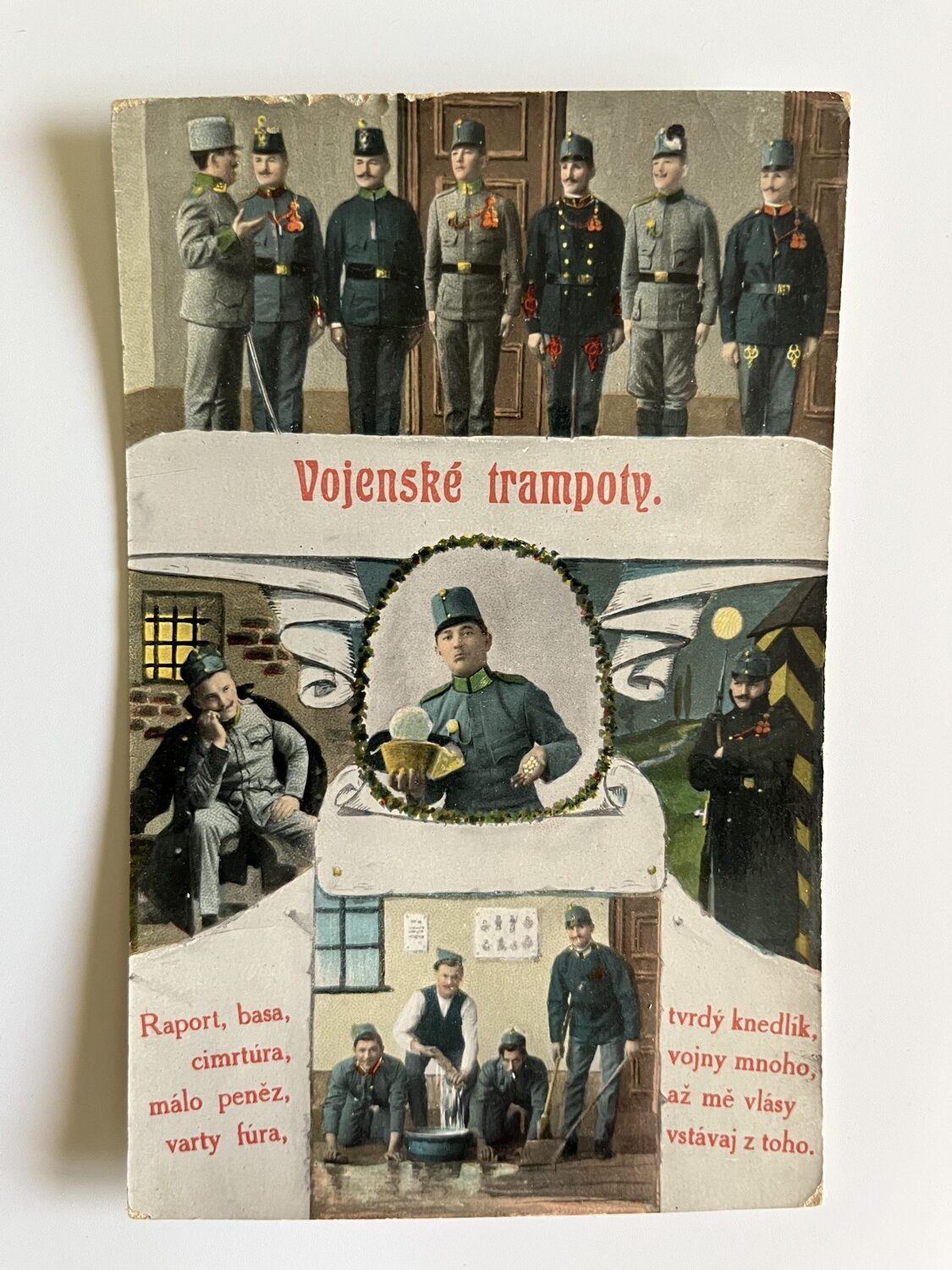 Vojenská pohlednice RU, WW1 Vojáci na frontě, cimra, koláž série 6 ks - Obrázek 4