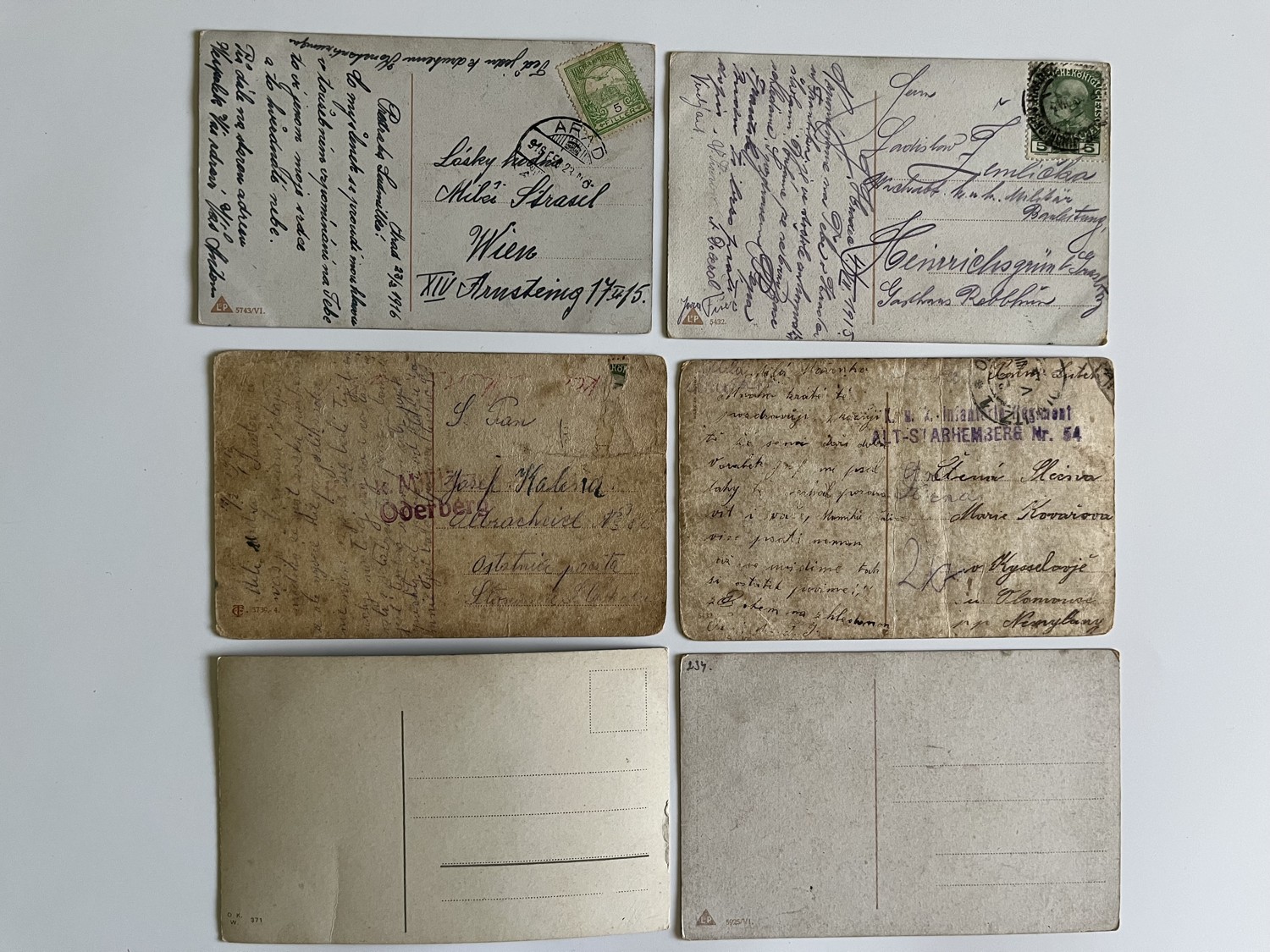 Vojenská pohlednice RU, WW1 Vojáci na frontě, cimra, koláž série 6 ks - Obrázek 7