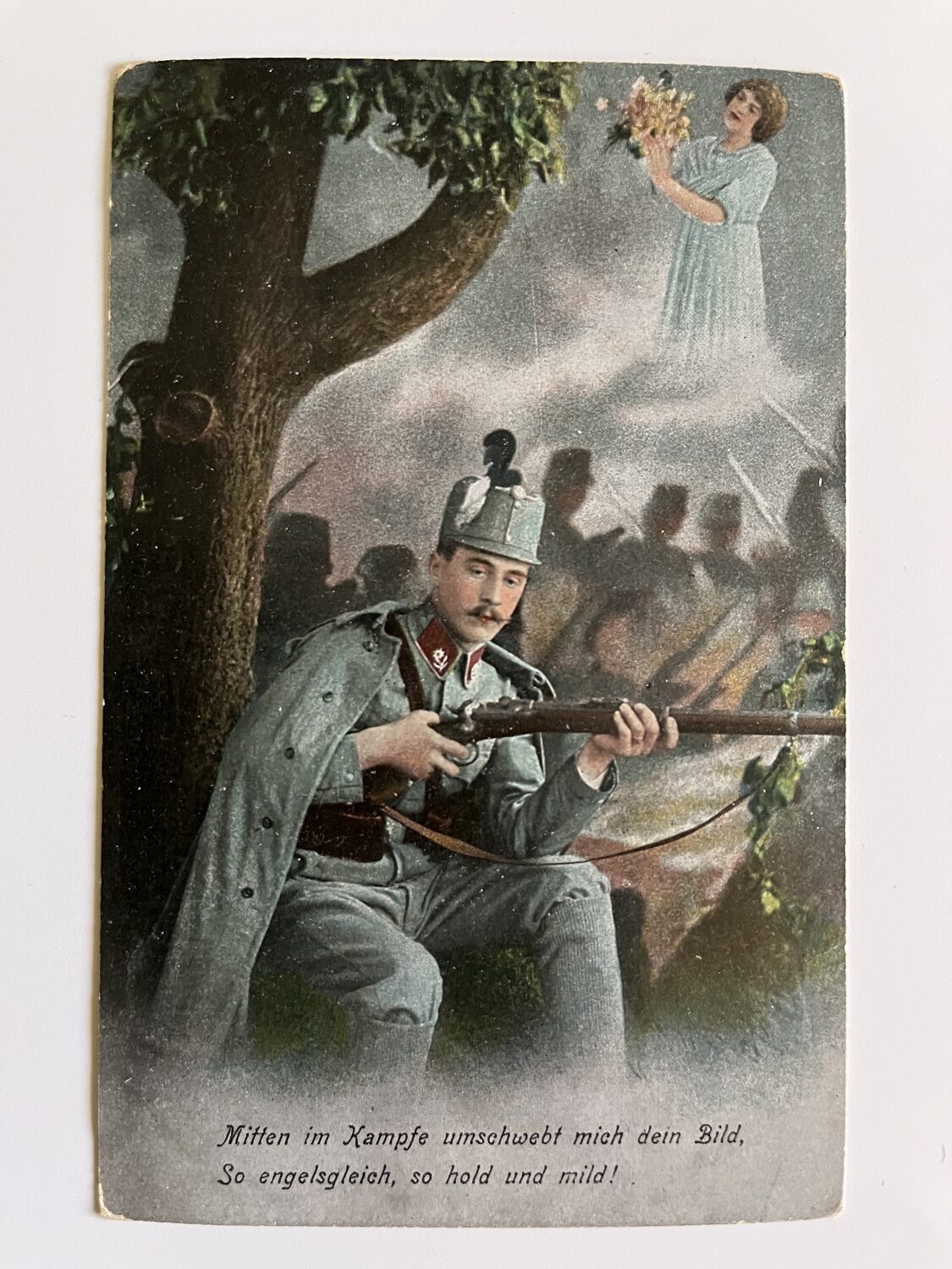 Vojenská pohlednice s verši RU, WW1 Voják s rodinou, dívkou série 8 ks - Obrázek 6