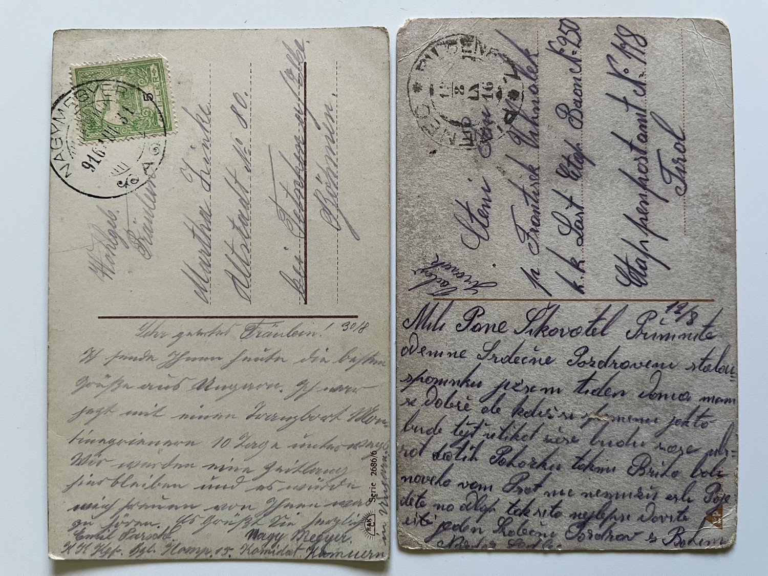 Vojenská pohlednice s verši RU, WW1 Voják s rodinou, dívkou série 8 ks - Obrázek 11