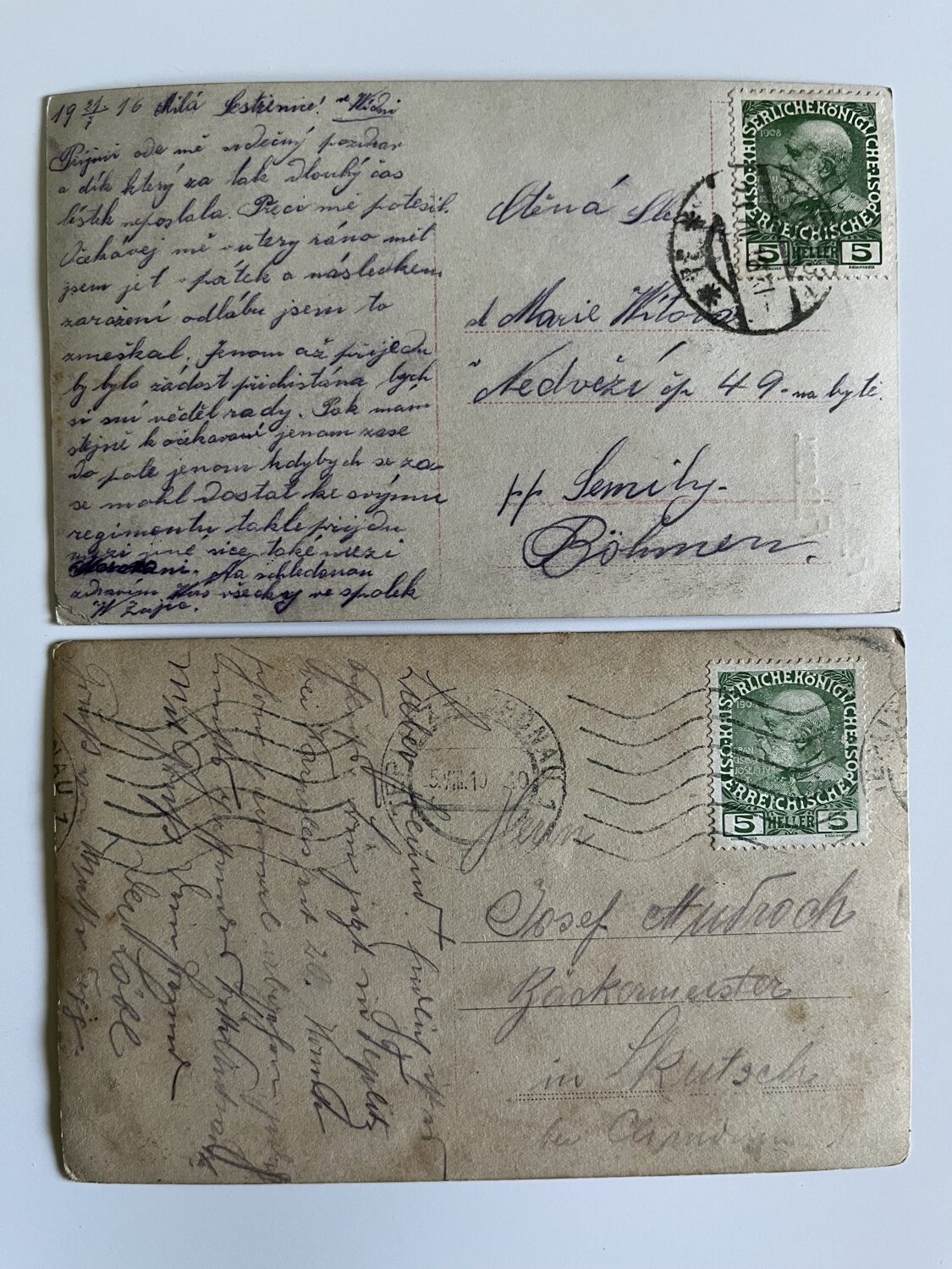 Vojenská pohlednice RU, WW1 Vojáci, vojákyně, kolo, razítka 11 ks - Obrázek 13