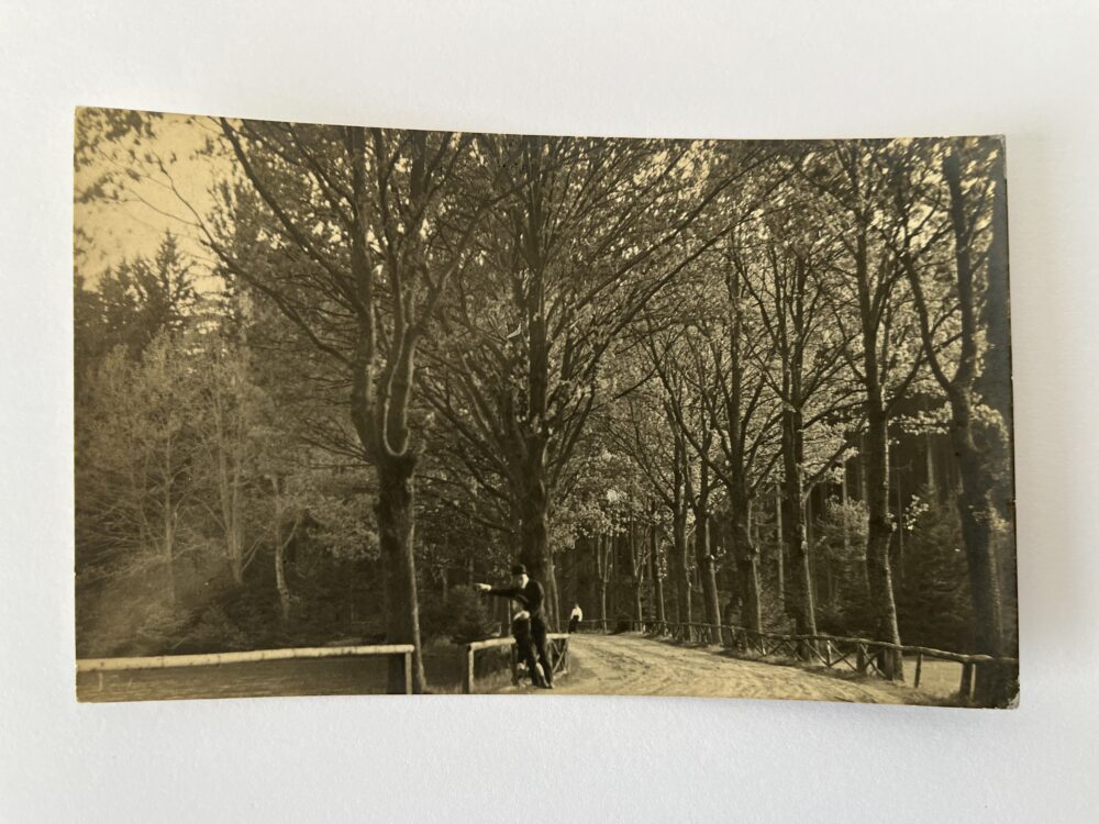 Fotopohlednice - Muž s chlapcem v přírodě, r.1923