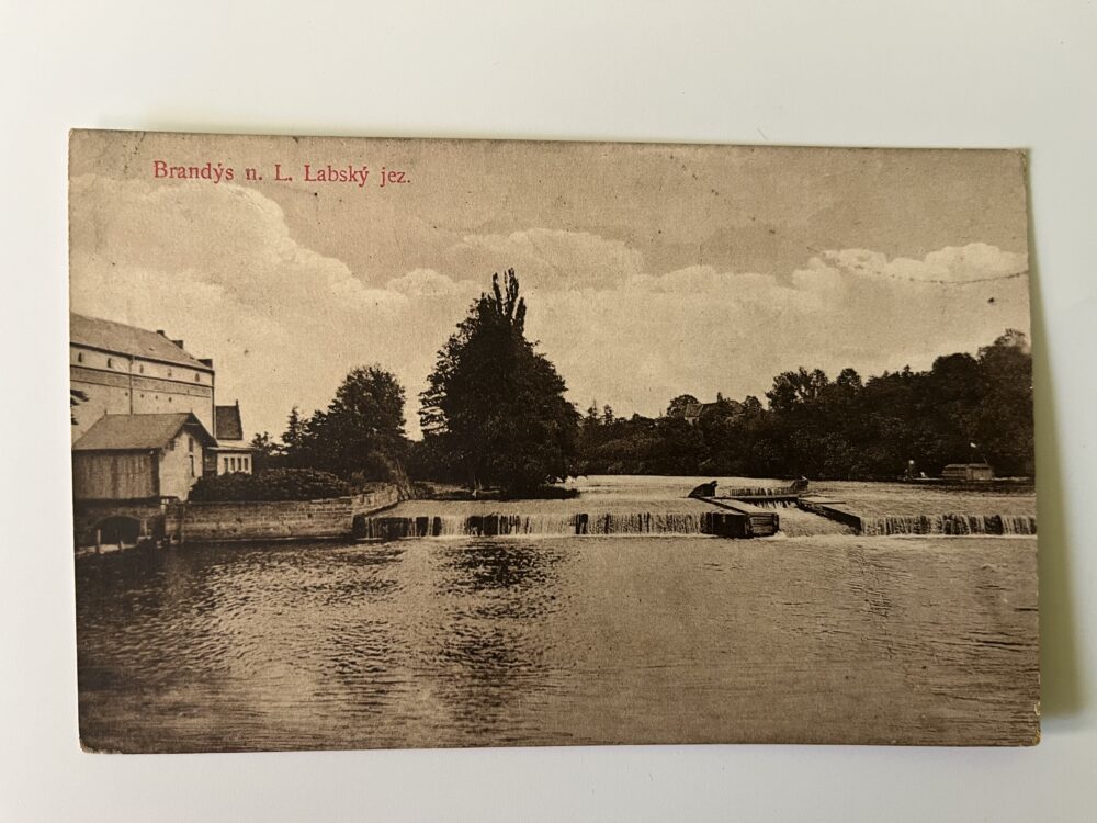 Pohlednice Brandýs nad Labem - Labský jez, okres Praha východ 1912