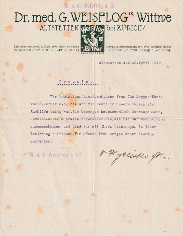 Účet Weisflog, Altstetten Švýcarsko Bitter