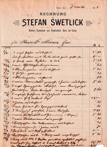 Účet dekoratér Stefan Swetlick, Gars am Kamp