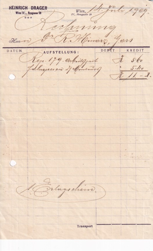 Účet Heinrich Drager, Vídeň