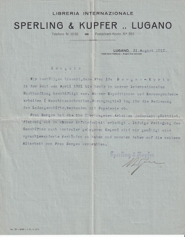 Účet nakladatelství Sperling Kupfer, Lugano