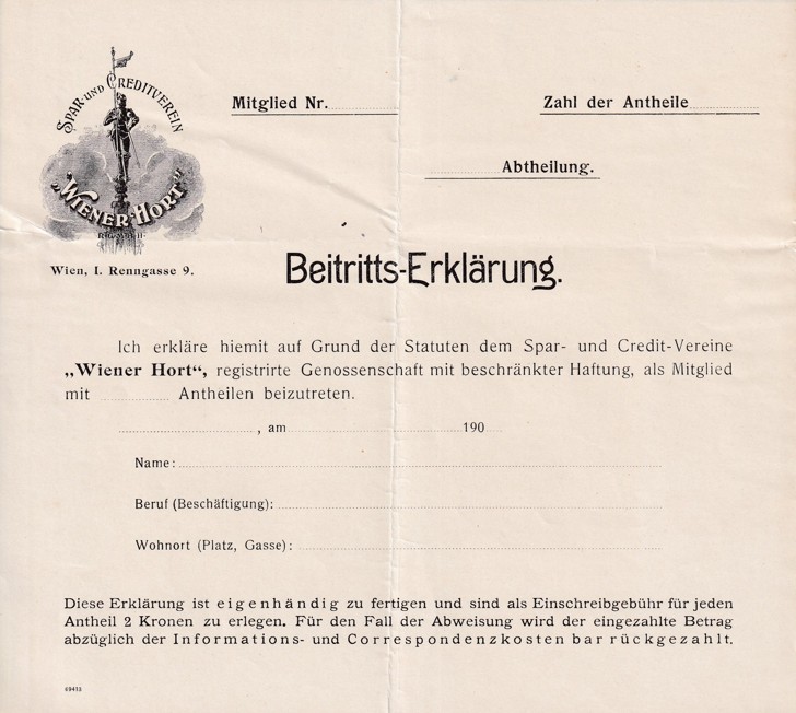 Účet Wiener Hort, banka Vídeň