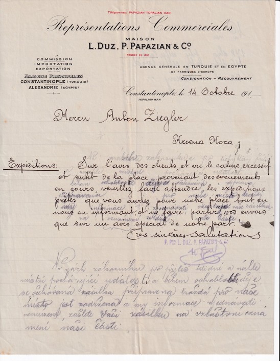 Účet dovoz Duz a Papazian, Istanbul