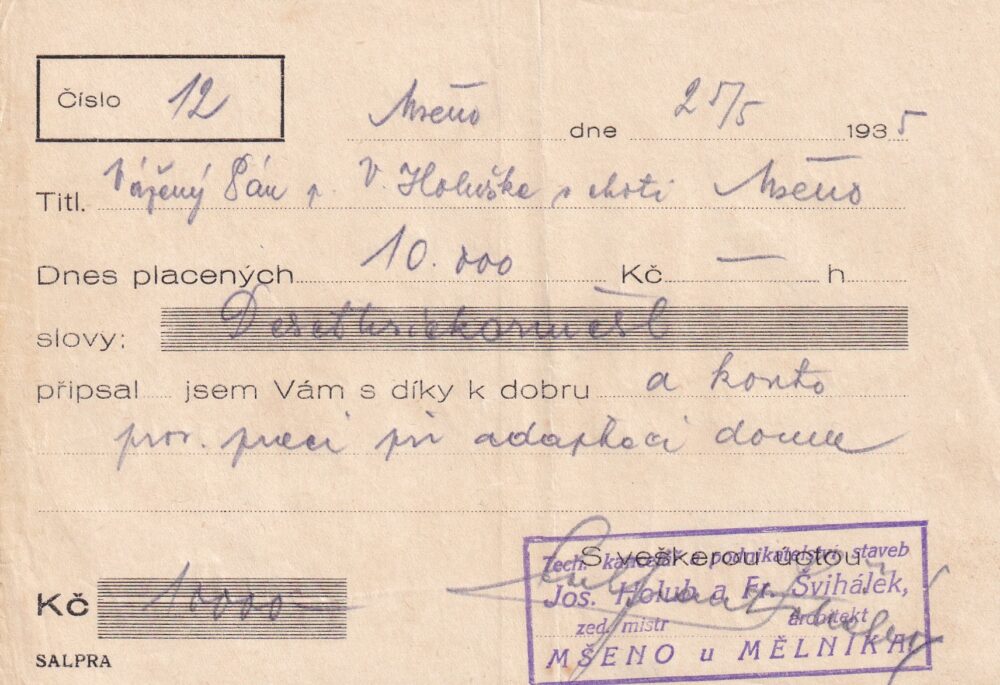 Účet, Technické stavby, Mšeno u Mělníka, 1935