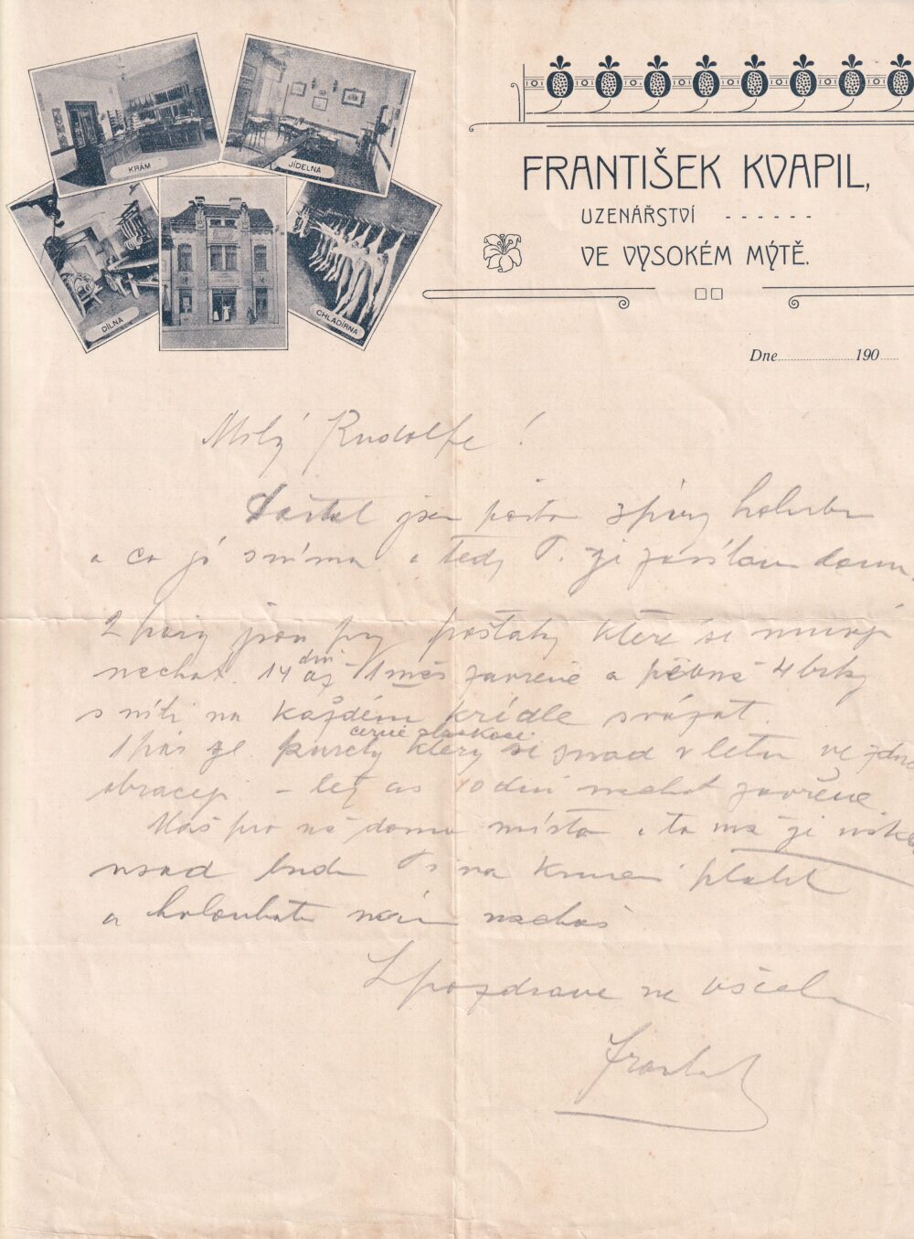 Účet, Uzenářství, Vysoké Mýto 1900