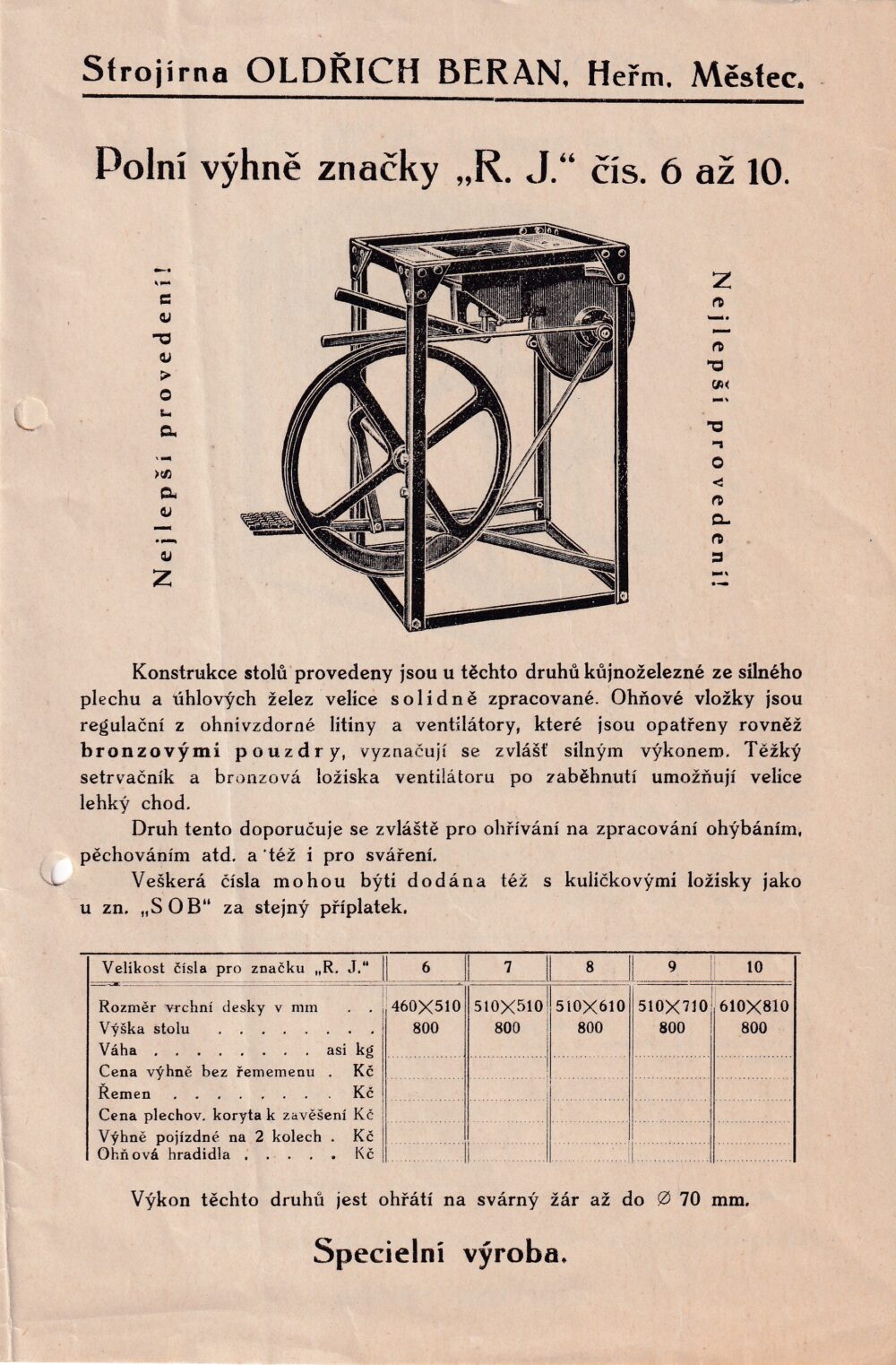 Leták, Strojírna Oldřich Beran, Heřmanův Městec