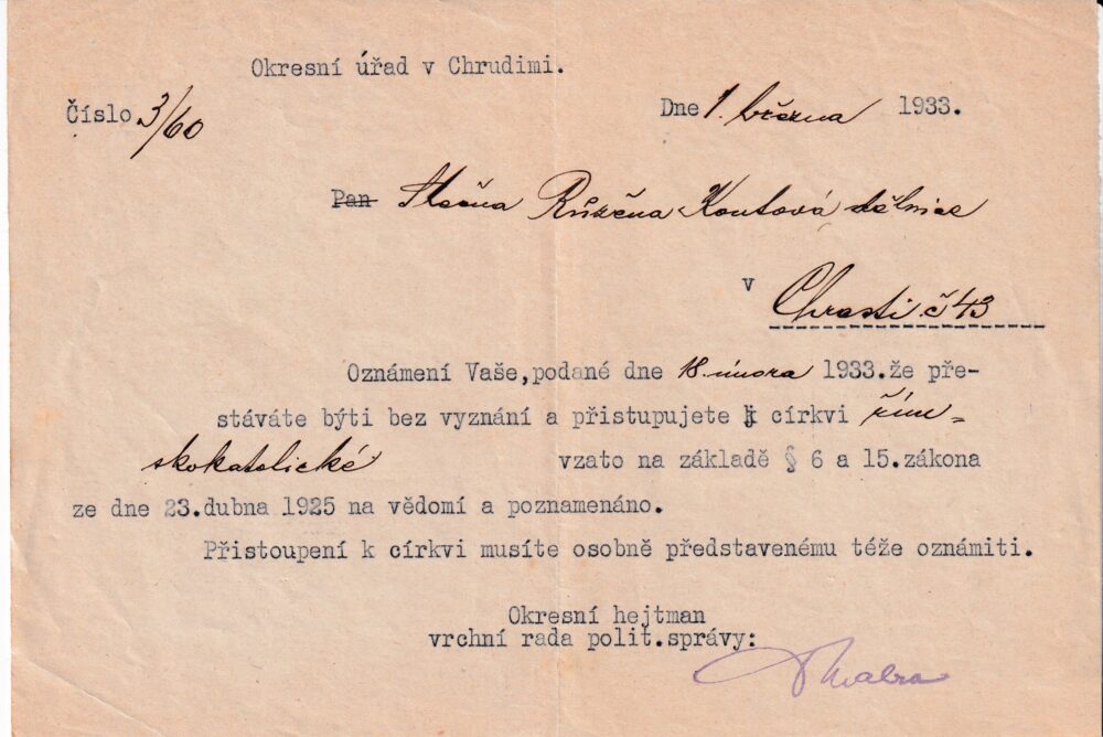 Účet, Okresní úřad, Chrudim, 1933