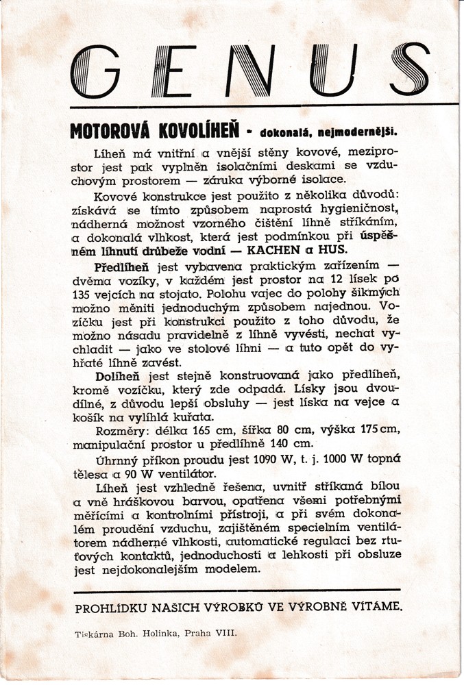 Leták, Genus, Motorová kovolíheň, Praha