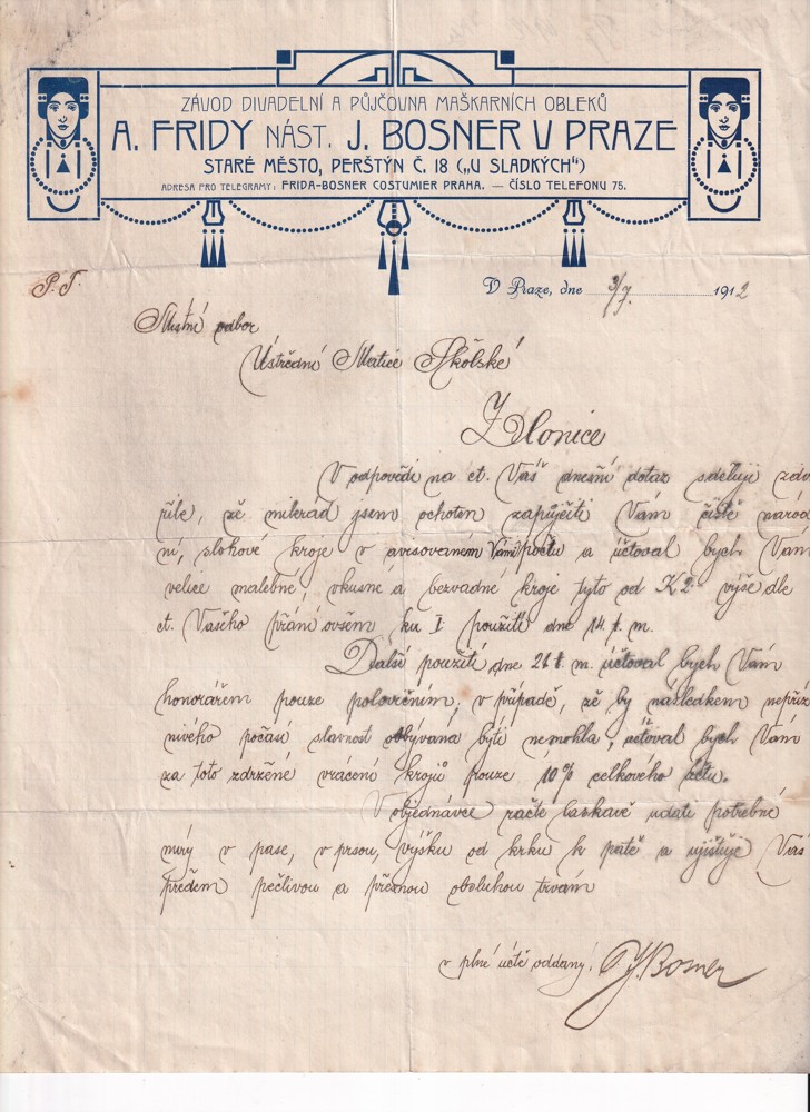 Účet, Divadelní a maškarní, St. Město, Praha, 1912