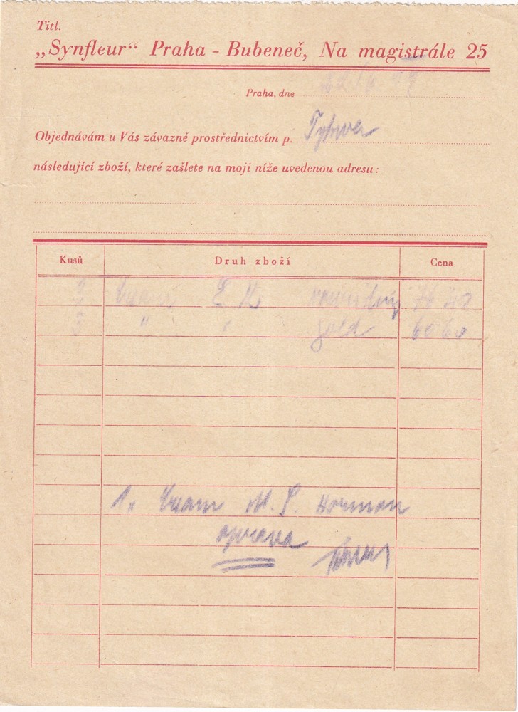 Účet, Synfleur, Praha