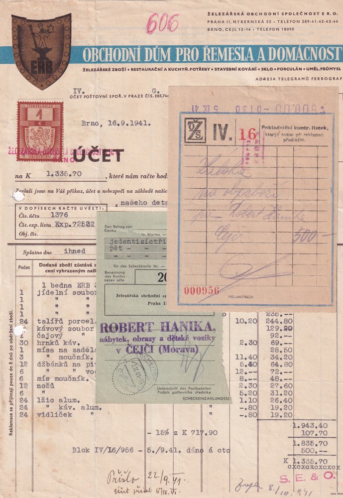 Účet, Obchodní dům pro řemesla a domácnost, 1941