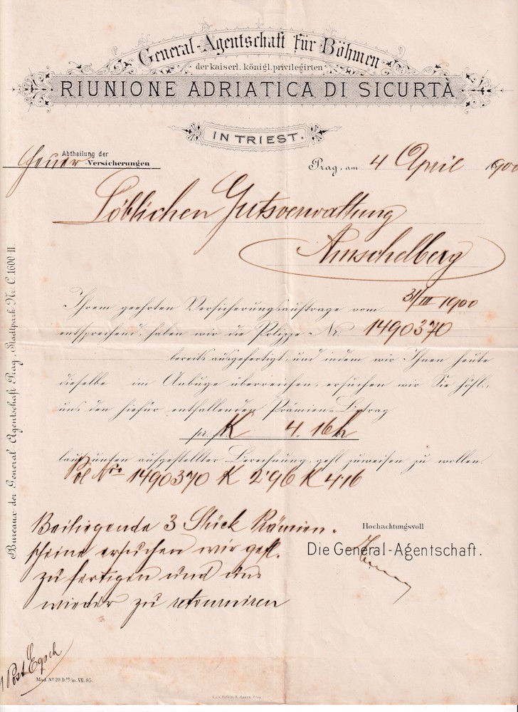 Účet, Jadranské setkání, Praha 1900