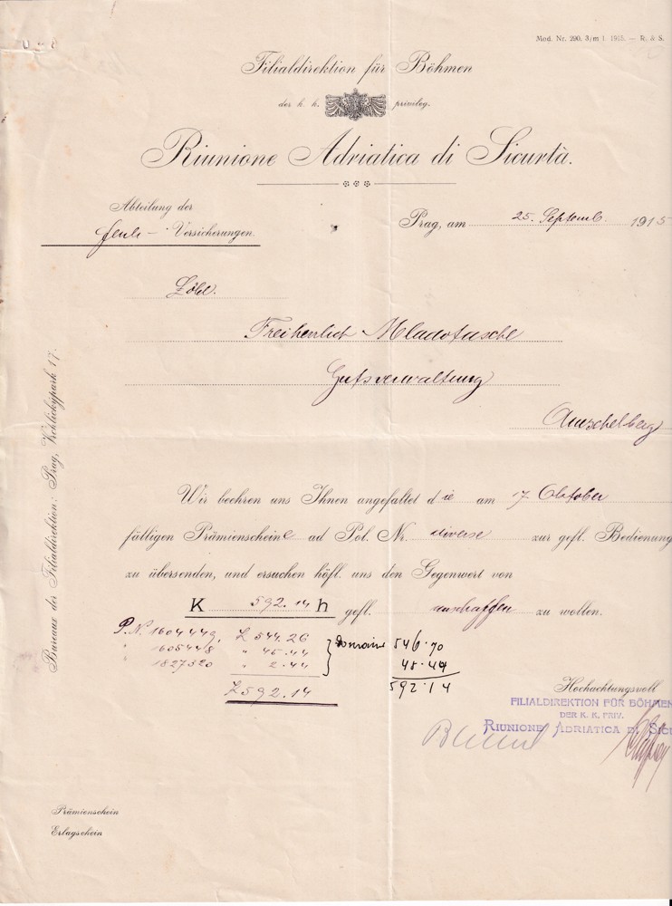 Účet, Jadranské setkání, Praha 1915